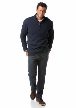 Man's World Troyer mit Reißverschluss am Kragen Anthrazit-meliert, Marine -Man's World Verkäufe 11549360