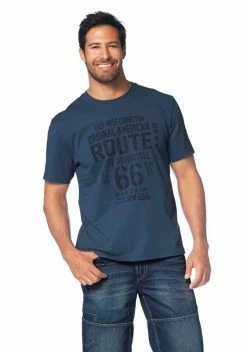 Man's World T-Shirt Großer Print Schwarz, Rauchblau, Koralle -Man's World Verkäufe 12395629