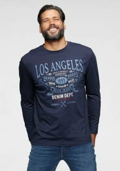 Man's World Langarmshirt Mit großem Schriftprint