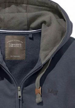 Man's World Kapuzensweatjacke mit kontrastfarbigem Innenfutter Schwarz, Olivgrün, Blau -Man's World Verkäufe 14353644