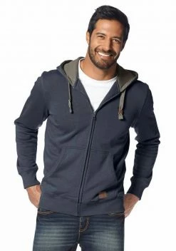 Man's World Verkäufe 9 Man's World Kapuzensweatjacke mit kontrastfarbigem Innenfutter Schwarz, Olivgrün, Blau