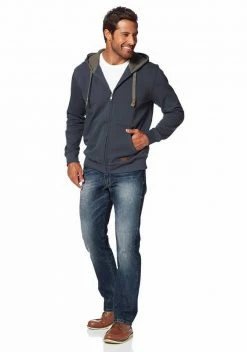 Man's World Kapuzensweatjacke mit kontrastfarbigem Innenfutter Schwarz, Olivgrün, Blau -Man's World Verkäufe 18851118