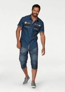 Man's World Kurzarmhemd mit Print und Aufnähern Blau, Nachtblau -Man's World Verkäufe 20807344