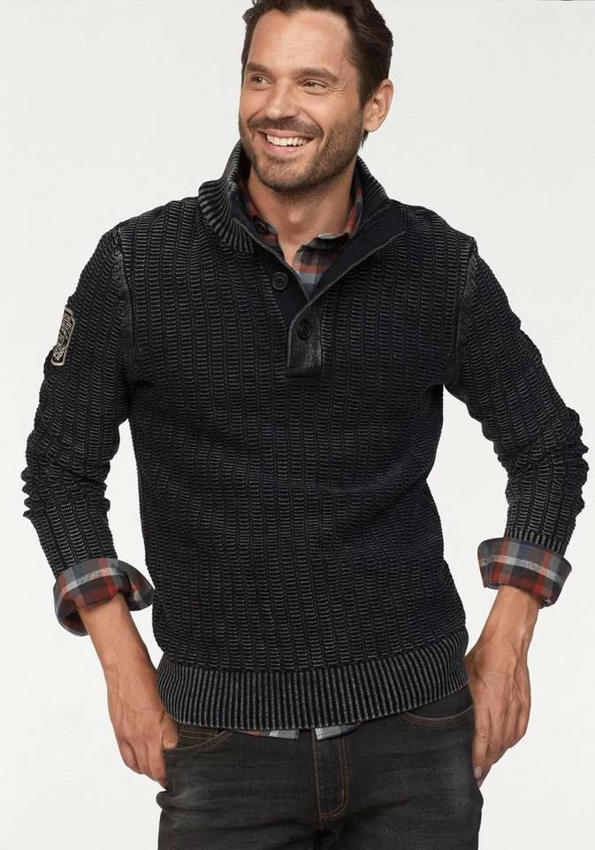 Man's World Troyer mit Ärmelbadge Dunkelblau, Schwarz 8 Man's World Troyer mit Ärmelbadge Dunkelblau, Schwarz – Bild 8