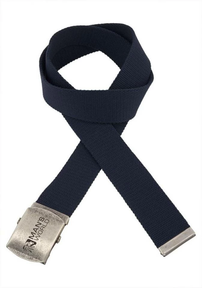 Man's World Stoffgürtel Mit Koppelschließe, Textilbandgürtel Marine, Schwarz, Beige, Grau 4 Man's World Stoffgürtel Mit Koppelschließe, Textilbandgürtel Marine, Schwarz, Beige, Grau – Bild 4