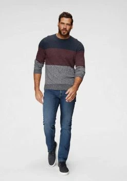 Man's World Rundhalspullover mehrfarbig Marine-rot-weiß, Blau-petrol-grau -Man's World Verkäufe 29378523