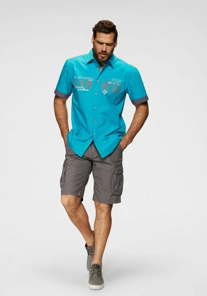 Man's World Kurzarmhemd mit Chambray-Einsätzen Schwarz, Weiß, Türkis 4 Man's World Kurzarmhemd mit Chambray-Einsätzen Schwarz, Weiß, Türkis – Bild 4