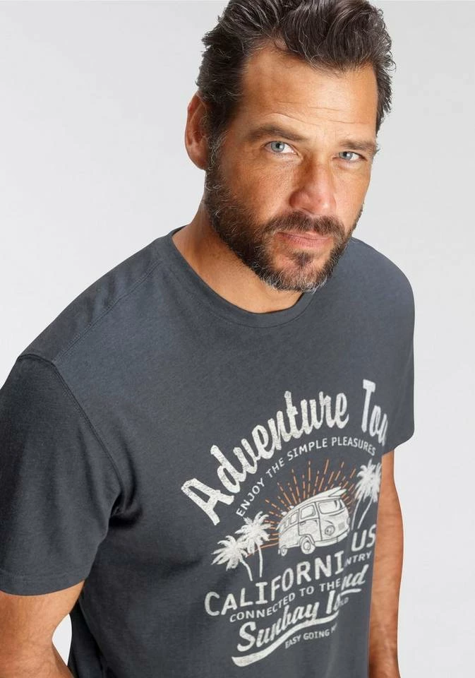 Man's World T-Shirt mit großflächigem Print Blaugrau-meliert, Rot-meliert 3 Man's World T-Shirt mit großflächigem Print Blaugrau-meliert, Rot-meliert – Bild 3