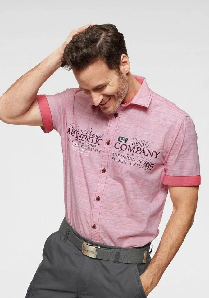 Man's World Kurzarmhemd in modischer Streifenoptik Hellrot, Hellblau 1 Man's World Kurzarmhemd in modischer Streifenoptik Hellrot, Hellblau