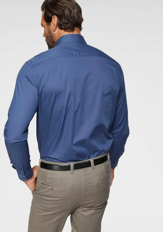 Man's World Businesshemd abgesteppte Knopfleiste Weiß-leicht transparent, Blau 2 Man's World Businesshemd abgesteppte Knopfleiste Weiß-leicht transparent, Blau – Bild 2