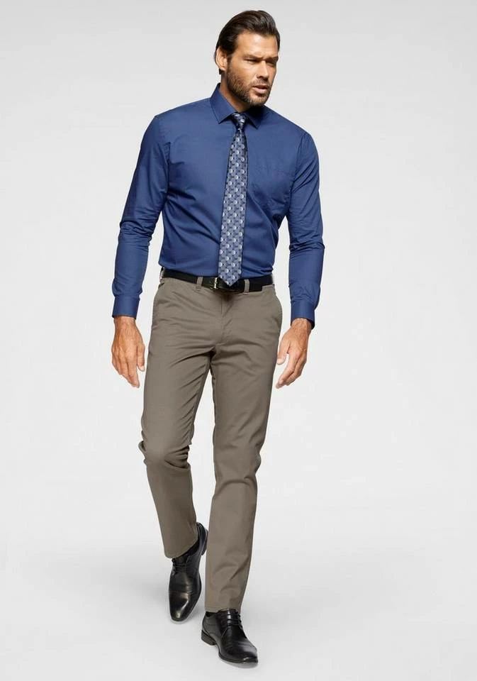 Man's World Businesshemd abgesteppte Knopfleiste Weiß-leicht transparent, Blau 5 Man's World Businesshemd abgesteppte Knopfleiste Weiß-leicht transparent, Blau – Bild 5