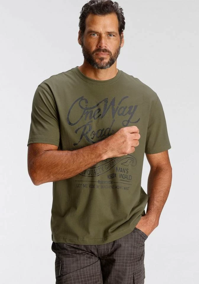 Man's World T-Shirt mit Print in Used-Optik Indigo, Oliv, Schwarz 4 Man's World T-Shirt mit Print in Used-Optik Indigo, Oliv, Schwarz – Bild 4