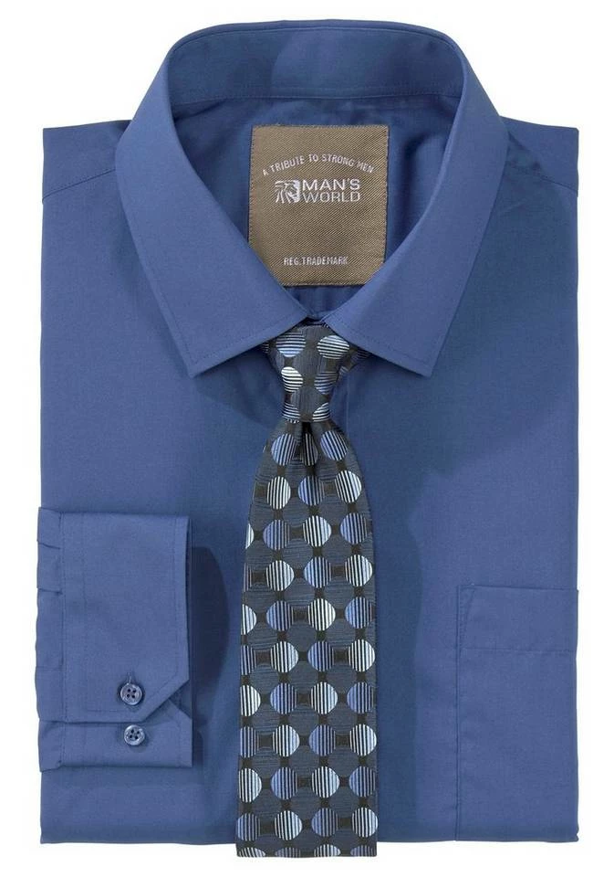 Man's World Businesshemd abgesteppte Knopfleiste Weiß-leicht transparent, Blau 6 Man's World Businesshemd abgesteppte Knopfleiste Weiß-leicht transparent, Blau – Bild 6