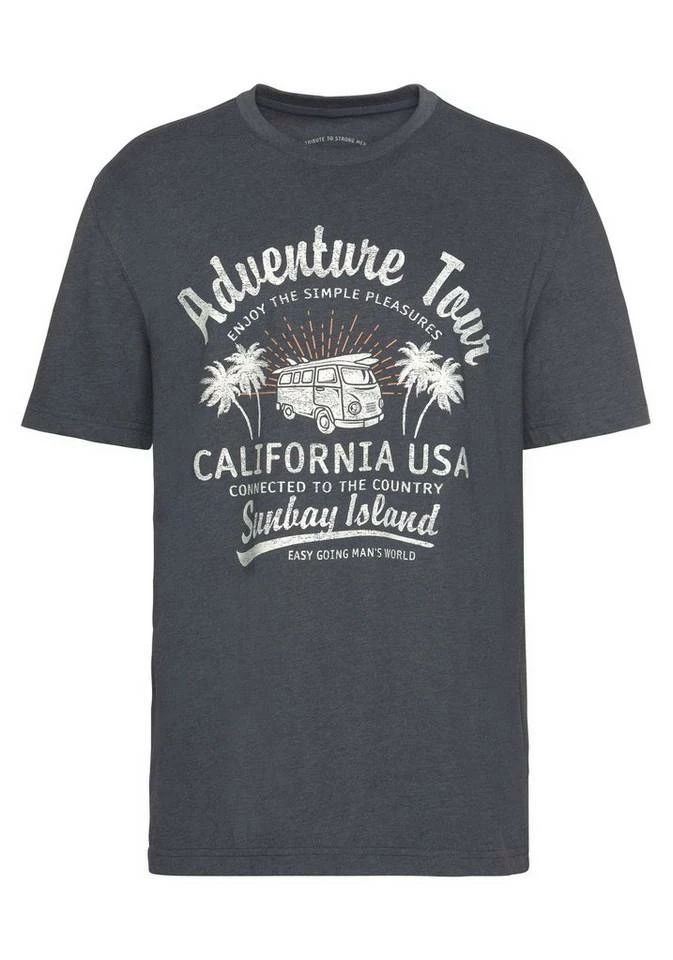 Man's World T-Shirt mit großflächigem Print Blaugrau-meliert, Rot-meliert 5 Man's World T-Shirt mit großflächigem Print Blaugrau-meliert, Rot-meliert – Bild 5