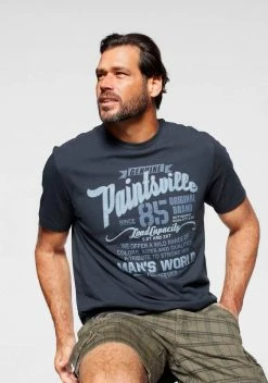 Man's World T-Shirt mit Print Blau-grau, Nachtblau, Dunkelgrau
