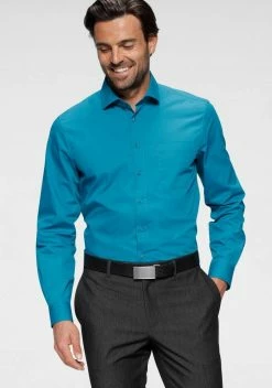 Man's World Businesshemd unterstützt Cotton made in Africa Anthrazit, Petrol, Dunkelrot