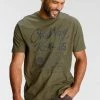Man's World T-Shirt mit Print in Used-Optik Indigo, Oliv, Schwarz