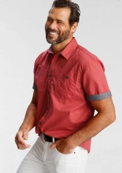 Man's World Kurzarmhemd mit Chambrayeinsätzen Rauchblau, Rot -Man's World Verkäufe 65fe8bca 8aeb 5a31 8cf2 6b35274bcc79