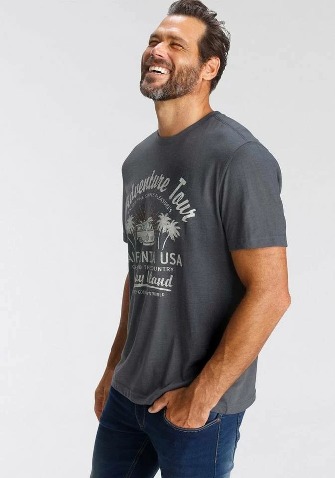 Man's World T-Shirt mit großflächigem Print Blaugrau-meliert, Rot-meliert 4 Man's World T-Shirt mit großflächigem Print Blaugrau-meliert, Rot-meliert – Bild 4