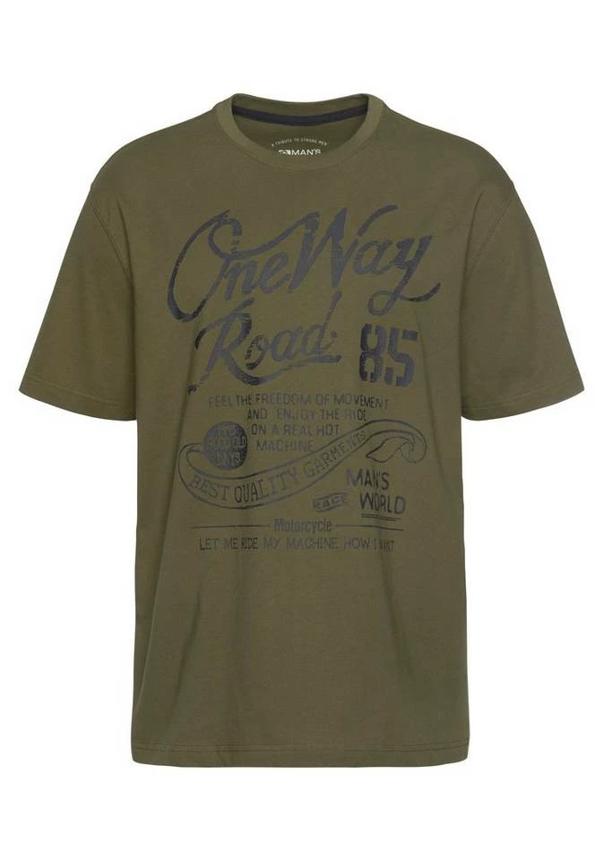 Man's World T-Shirt mit Print in Used-Optik Indigo, Oliv, Schwarz 5 Man's World T-Shirt mit Print in Used-Optik Indigo, Oliv, Schwarz – Bild 5