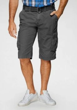 Man's World Cargobermudas (Set, mit Gürtel) aus robustem Material Marine, Anthrazit