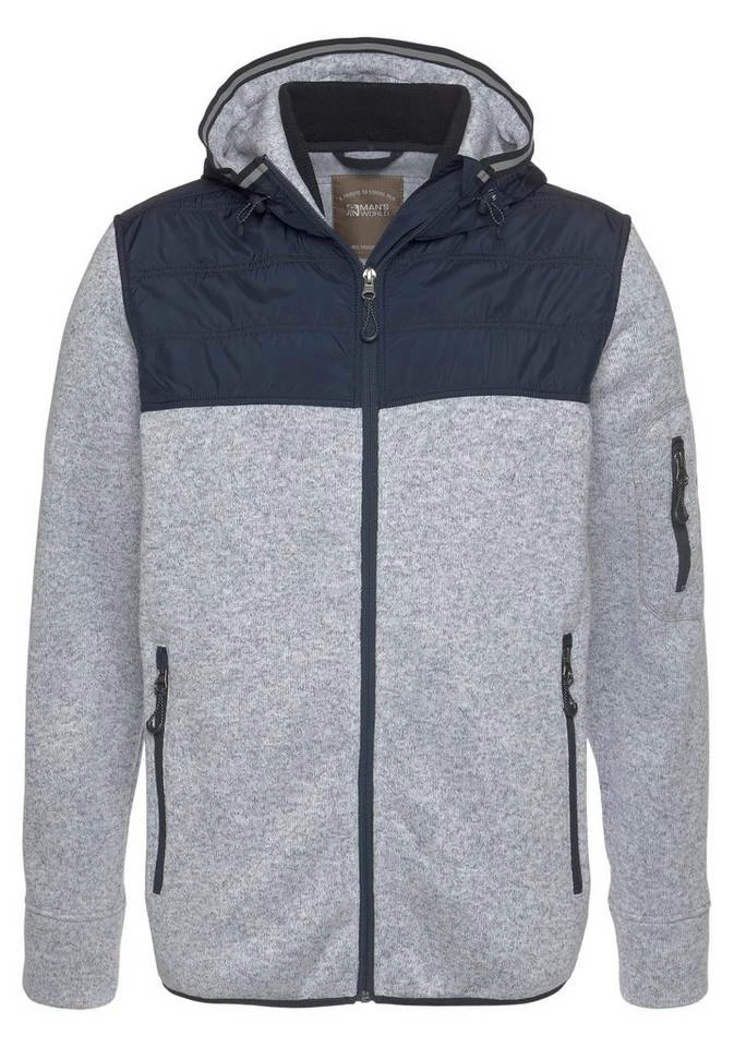 Man's World Fleecejacke Hellgrau-blau, Schwarz-meliert 5 Man's World Fleecejacke Hellgrau-blau, Schwarz-meliert – Bild 5