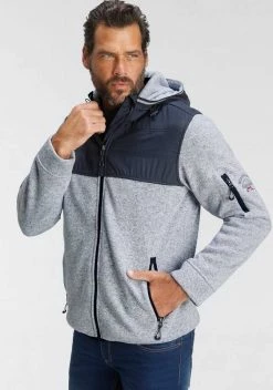 Man's World Fleecejacke Hellgrau-blau, Schwarz-meliert