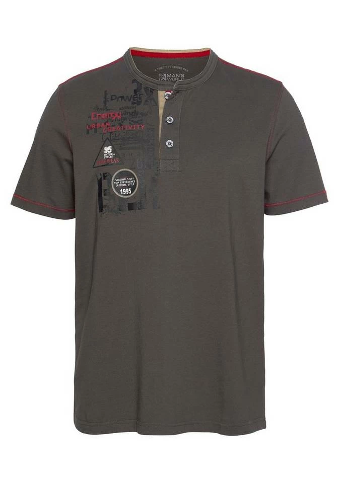 Man's World Henleyshirt mit kontrastfarbenen Nähten 5 Man's World Henleyshirt mit kontrastfarbenen Nähten – Bild 5