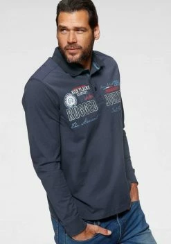 Man's World Langarm-Poloshirt mit aufwendigem Front- Print